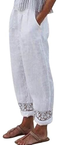 Pantalon Yoga Tailleurs-Pantalons Cargo Droit Commandes en Cours Golf Legging Sport Femme Léger Extensible Sport Mode Baggy Anti Cellulite Africain Carotte Lin Coton Blanc L