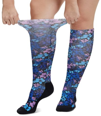 LOFIR Kniestrümpfe Diabetikersocken Damen und Herren: Lange Diabetiker Socken ohne Gummibund und ohne Naht für Schwangere Senioren Geschwollenen Füßen 1 Paar Größe 39-50