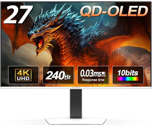 INNOCN 27 QD-OLED 3840 x 2160p 4K 240Hz Gaming Monitor, Gaming Console Ready, VRR, MAC-View Mode, HDR 400, 0.03ms, FPS/RTS, HDMI 2.1, DP, Speaker, Pivot Adjustable Stand, Ultra-Thin - GA27W1Q