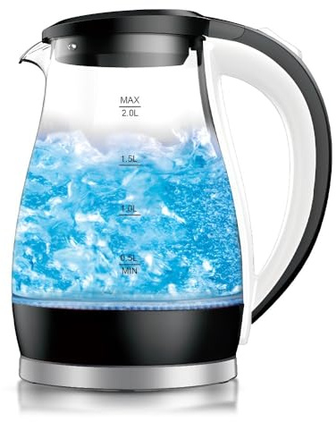 Bollitore Elettrico Ad Alta Potenza In Vetro Borosilicato Visibile Da 2 Litri, Spegnimento Automatico, For Casa E Ufficio
