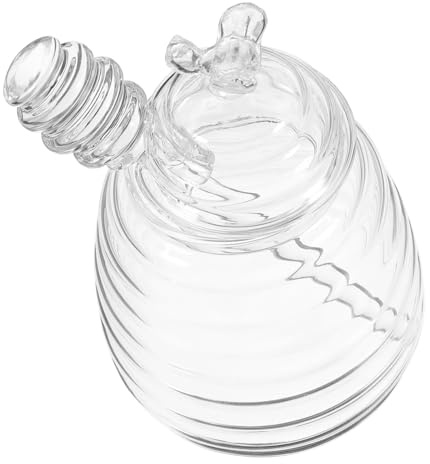 Gatuida Juego De Tarro De Miel Hexagonal Transparente Pequeño, Vidrio Tapa Hermética, Cucharón De Vidrio Integrado, Adecuado Para Apicultores y Uso Cocina Doméstica, Set