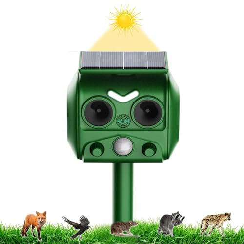 AILEDA Repelente para Gatos, Repelente ultrasónico energía Solar IP65 Impermeable de frecuencia Ajustable para ahuyentar Animales, Repelente al Aire Libre para Animales para Gatos,Ardillas,Mapaches