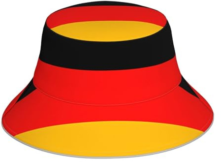 YYHWHJDE Deutschland Flagge Muster Reflektierender Fischerhut für Damen und Herren für Reisen, Camping, Wandern, Schwarz