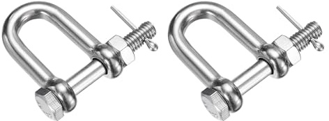 PATIKIL 2 Stück 304 Edelstahl D-Ring Schäkel, 1/4 (6mm) Marine-Qualität D-förmiger Schraubbolzen Schäkel für Outdoor Boot Segelboot Kettenrigging Verschluss, Silber