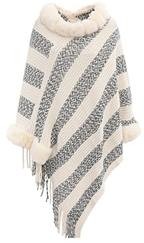 Generico Sciarpa Elegante Donna, Poncho Pile Donna Invernale Calda Invernale con Bottoni Scialle Grande Sciarpa Flanella Maglia Cape Cardigan per Donna Cappotto Poncho Coprispalle per Casa E Inverno