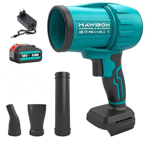 Turbo Soplador de batería con batería de 5500 mAh, 480 km/h, quitanieves, 50000 rpm, soplador de polvo eléctrico, soplador de aire para soplar hojas, nieve, polvo, fuerza de soplado