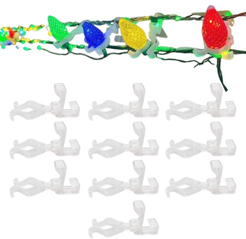 Generico Christmas Hooks | Pack of 10 Hangers Lights Decorations – Cable Management for Garlands Masonry Roof Windows Railings Fence Balconies Trees