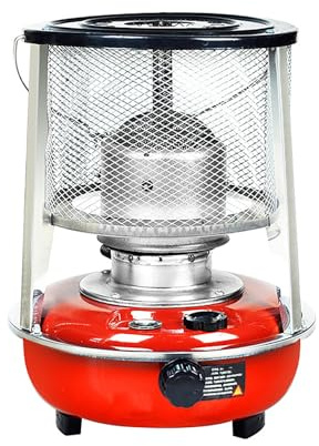 Riscaldatore 2 In 1 Per Serra Stufa a Cherosene Portatile con Potenza di Combustione Regolabile Non Elettrico per Uso Interno ed Esterno Campeggio Cucina Garage (Rosso)