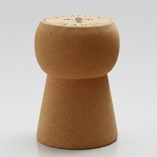 Libaro Sektkorken-Hocker Corky – runder Sitzhocker aus echtem Kork mit Metallkern – rustikales Vintage Design als Beistelltisch, Schemel oder Badhocker - im Champagner-Look, Sitzhöhe 51 cm