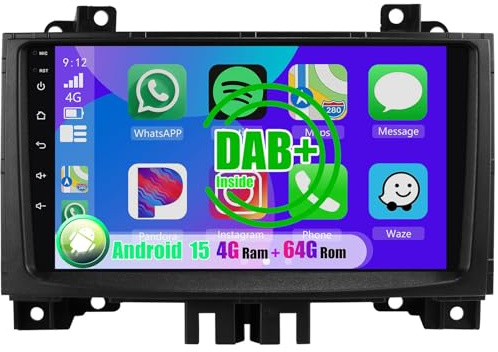 Android 15 Bilradio Radio för VW Crafter 2006-2016 med Trådlös Carplay Auto, 9 tums Skärm Pekskärm Bilradio med Bluetooth RDS FM Navigation GPS WiFi(A,1+32GB 4Core)