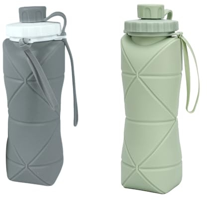 UMCHU 2 piezas Botellas de Agua de Silicona Plegables, para correr, montar