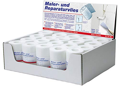 Baufan Maler- & Reparaturvlies 0,10m x 10m Weiß I Glasfaservlies zum Ausbessern von Haar- & Netzrissen an Wänden & Decken I Wasser- & wetterbeständig