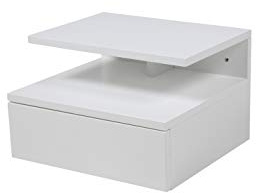 AC Design Furniture Fia Nachttisch mit 1 Schublade in Weiß, 1 Stück, Wandschrank im Minimalistischen Stil mit Hochglanz-Finish, Kleiner Nachtschrank zur Wandmontage, B: 35 x H: 22,5 x T: 32 cm