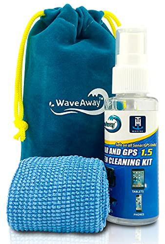 T-H Marine Wave Away Sonar & GPS Screen Cleaner Kit – Ammonia-Free LCD Screen Cleaner with Microfiber Cloth – Drip-Resistant, Streak-Free Solution for Electronics & Sunglasses – 1.5oz