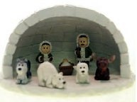 Alaska Eskimo Krippe Mini Iglu Set 8-teilig