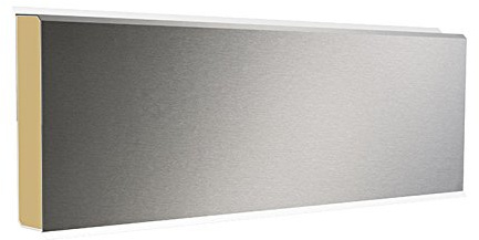Kransen-Floor Cubu Flex Life Premium Edelstahl 1190 - 60mm hohe Holzkernsockelleiste mit Echtmetall-Folien-Ummantelung für Vinylboden, Laminat und PVC Abschlussleiste Wandabschlussprofil metallic - Paket a 25m