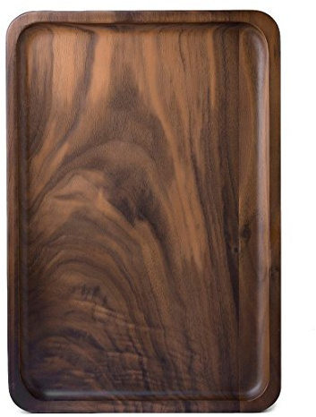 Plateau rustique en bois de noyer – Plateau pour petit déjeuner et tapas – Plateau de table à thé et café – Cadeau de pendaison de crémaillère (rectangle)