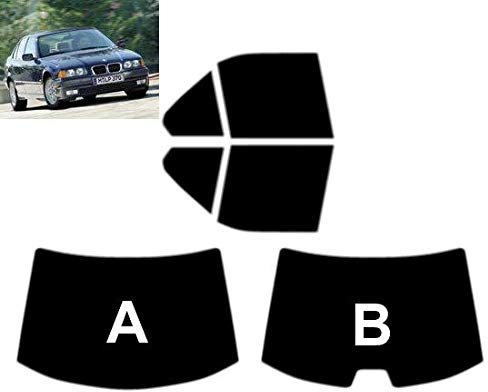 Passgenaue Tönungsfolie für 3er E36 4-Türen Limousine 1991-1998 Heck/Seitenscheiben (35% Mittelschwarz, A)
