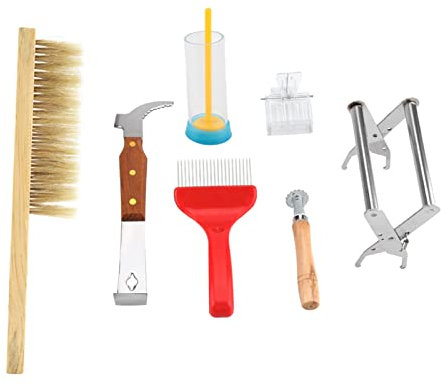 Tnfeeon 7 STÜCKE Beekeeping Tool Kit Bürste Entkappen Gabel Imkerwerkzeuge Zum Füttern von Bienen