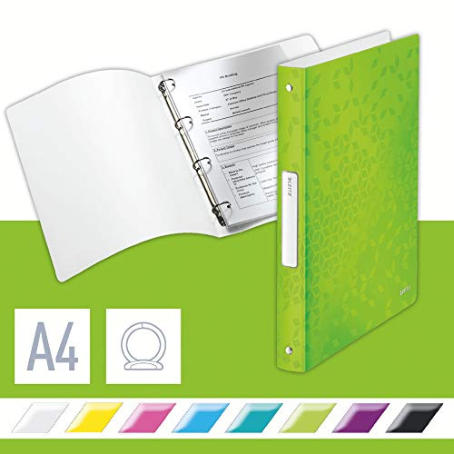 Leitz Ringbuch, A4, 32 mm Rückenbreite, Für bis zu 190 Blatt, Grün, WOW, 42580054