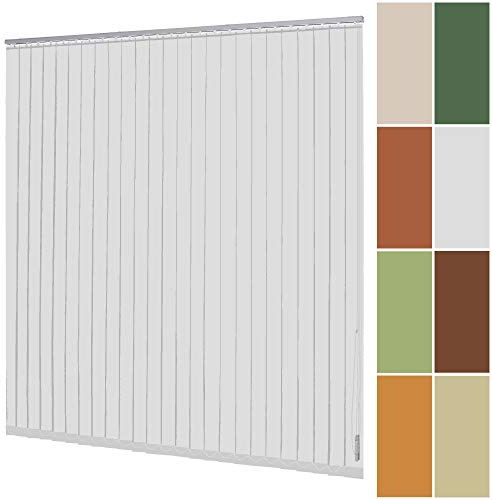 Lamellenvorhang Vertikaljalousie 89 mm Verdunkelungslamellen nach Maß für Bildschirmarbeitsplätze blickdicht verdunkelnd Schienenfarbe Weiß Silber (Breite 220,1-240 cm x Höhe 220,1-240 cm, Weiß)