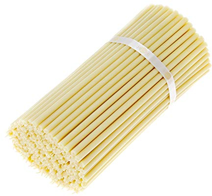 Danilovo 75 Stück Weiß Bienenwachs Kerzen - Orthodoxe Kerzen für Gebet, Rituals, Tischdeko Hochzeit - Ungiftig, Ruß - Tropffrei, Lang, Nachhaltige Produkte, N20, Höhe: 30,5 cm, Ø 9,6 mm