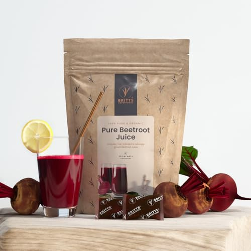 Britt's Superfoods Reiner Rote Beete Saft 30 Schuss - Hoher Gehalt an Folsäure - Gesunde Blutbildung - Anti Müdigkeit - Immunsystem Booster