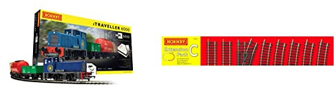 Hornby R1271M iTraveller 6000 Train Set, Multi Colour & R8223 00 Gauge Track Extension Pack C