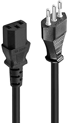 N NEWTOP Cavo di Alimentazione Nero Tripolare Presa VDE C13 10A +T IMQ Spina Italiana a 3 Poli Pin 2 metri Alimentatore per Monitor Computer Stampante Televisione TV Lettori DVD Scanner Decoder