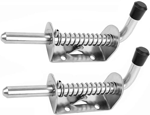 2 Pieza Resorte Pasador Cerradura, Pestillo Muelle Puerta, Pestillo de Muelle 304 Acero Inoxidable, Pestillo con Resorte, para Puertas De Garaje, Portones o Cancelas Todo Tipo De Puertas y Ventanas