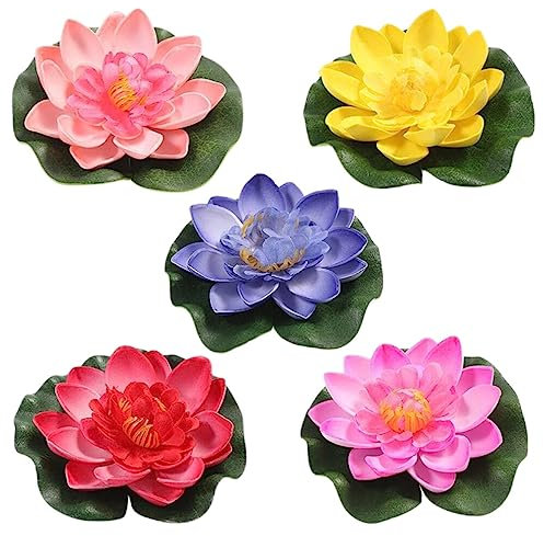 Warmhm 5stücke Künstliche Schwimmende Lotusblumen Realistische Wasserpflanzen Für Teich Aquarien Dekoration Pastellfarben Pflegeleichte Kunstpflanzen Für Lebendige Raumgestaltung