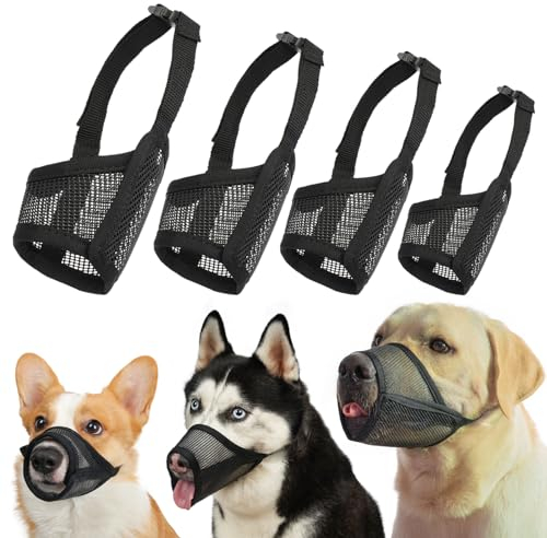 LUCKYPAW Mesh Dog Muzzle Suits for Large Dogs Breathable Dog Muzzle Set