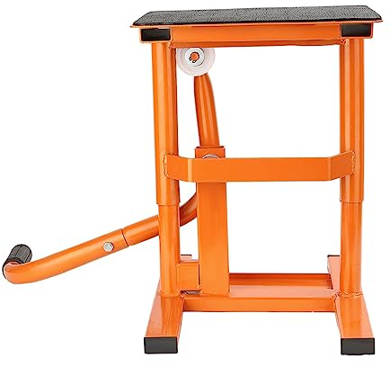 XJYMCOM Steel Motorbike Jack Lift - Rubber Platform, Crank Lift, Manual Repair, Clean Hoist Table, Assist Off-Road Dirt Bike Stand