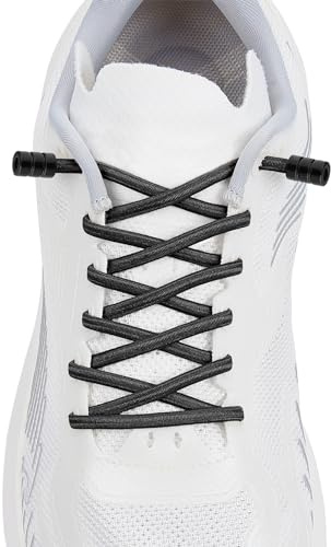 Elastic No Tie Shoelaces For Kids & Adults Sneakers，One Size Fits All Black