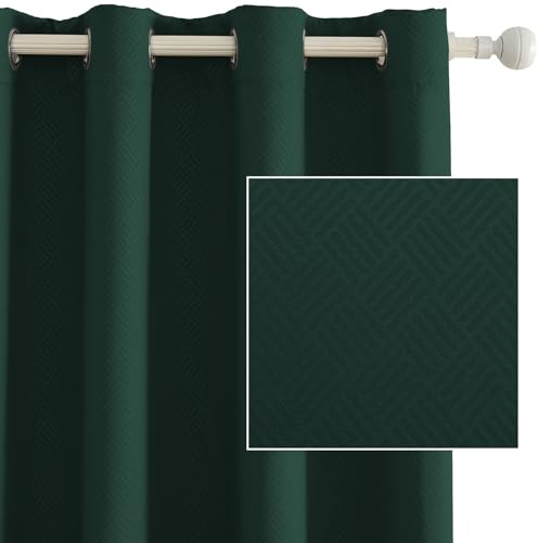 Ystyle Verdunklungsvorhänge 2er Set, Thermovorhang Gegen mit Ösen, 140x260 cm, Modern Gardinen Abdunkelnde Vorhänge Wohnzimmer Schlafzimmer, Schallschutz Vorhang, Verde Scuro