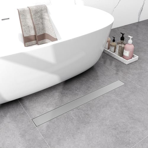HAPAOSO Caniveau de Douche en Carrelé encastré 2 en 1 siphonné avec Appareil désodorisant et Filtre à Cheveux 80cm