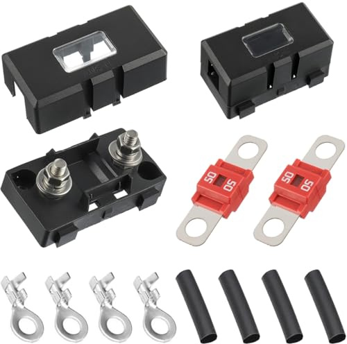 DAOKAI Midi Sicherungshalter, 2 Stück ANS Auto-Sicherungshalter und 50A Hochstrom-Bolt-On-Midi-Sicherungen für Autos, LKWs, Fahrzeuge, Agricultural Machinery