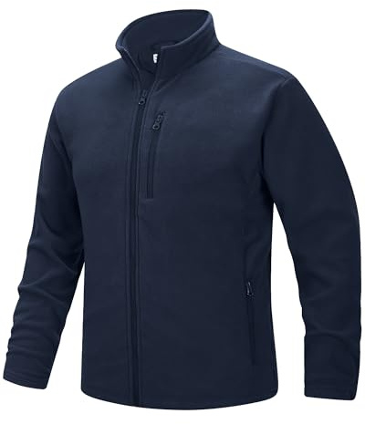 33,000ft Mens Fleece Jackets Lightweight Warm Full Zip Microfleece Midlayer | Windproof Outerwear Sweater Casual Coat, Soft Bodywarmer Thermal Top for Outdoor Running Hiking Travel Work