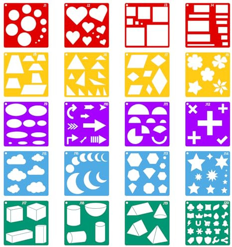 BUZIFU 20 Stücke Schablonen Kinder Malschablonen Set Tiermalerei Schablone aus Kunststoff Zeichenschablonen Wiederverwendbar Malerei Schablonen für Scrapbooking Fotoalbum, DIY Geschenkkarten
