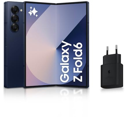 Samsung Galaxy Z Fold6, Smartphone Android 5G avec Galaxy AI, 256 Go, Chargeur secteur rapide 25W inclus, Smartphone déverrouillé, Bleu nuit, Version FR