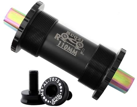 WANGBINGXING Tretlager Fahrrad Bike Titan Legierung Bodenhalterungen Keramik Square Kegelachse 103/107 / 110/113 / 119mm MTB Straßenklappenwelle Tretlager(Color:110MM Black)