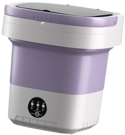 perfk Faltbare Mini Waschmaschine Reisewaschmaschine Washing Machine 12L, Tragbare Leise Elektrische Kleine Waschmaschine für Wohnmobil, Unterwäsche, Camping, Wäscherei, Wohnung, Lila