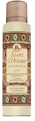 Tesori d'Oriente Parfum Deodorant Byzantium | Schwarze Rose | 150 ml | 24 h Schutz – Wellness-Ritual für Körper & Sinne.