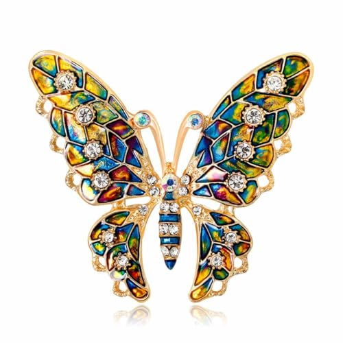 Danshinbow Kleidung Crystal Hollow Out Schmetterling Brosche Strass Party Kleid Brosche Elegante Kragen Pins Zubehör für Frauen (Farbe)