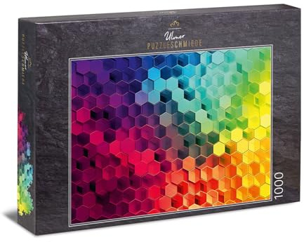 Ulmer Puzzleschmiede - Farben-Puzzle Spektrum 1000 Teile - Bunte Wabenstruktur Mit Winzigen Farbfeldern Fürs Impossible-Erlebnis - Premium Qualität Made in Germany