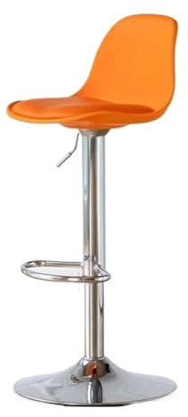 GTOULHH Bar Stühle Bar Stools Höhenverstellbarer Barhocker Aus PU-Leder Und Stahl Mit Thekenhöhe, Moderner Hoher Hocker Mit Fußstütze, Um 360 ° Drehbarer Barstuhl Barhocker Outdoor(Orange)