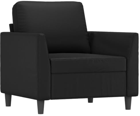 HETFTJN Sofa Klein Schlafsofa Schlafsessel Camping Sofa - Sessel Schwarz 60 cm Kunstleder für Jugendzimmer Sitzzimmer Hotelzimmer Relaxationsraum