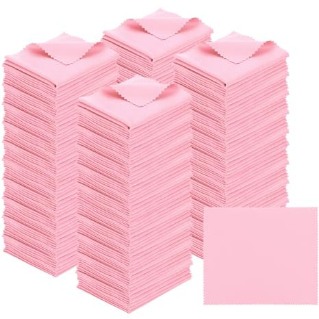 PATIKIL Paño De Microfibra para Limpiar Gafas 7x6, 200 Paquetes De Paños para Limpiar Gafas Paño Suave para Limpiar Pantallas para Lentes De Cámara Gafas Pantallas En Bolsa, Rosa