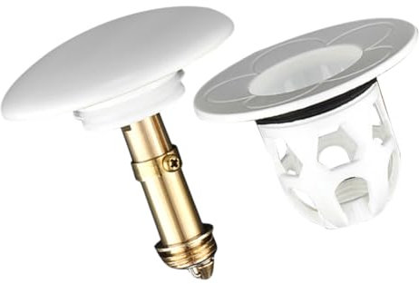 BUGUUYO Keramik-abflussstopfen Mit Pop-up Funktion Druckbetätigt Für Waschbecken Und Waschtisch Einfacher Einbau Antibakteriell Geruchs Verstopfungshemmend Weiß