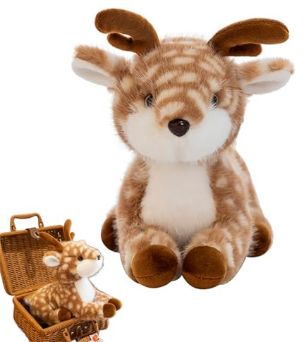 champracer Elch Kuscheltier, Plüschtier Elch Figur Deko, Cartoon Rentier Pflaumenhirsch Plüschpuppe, Süßes Weich Stofftier Flauschig Plüsch Elchpuppen Spielzeug Zum Kinderzimmer Dekoration (38 cm)